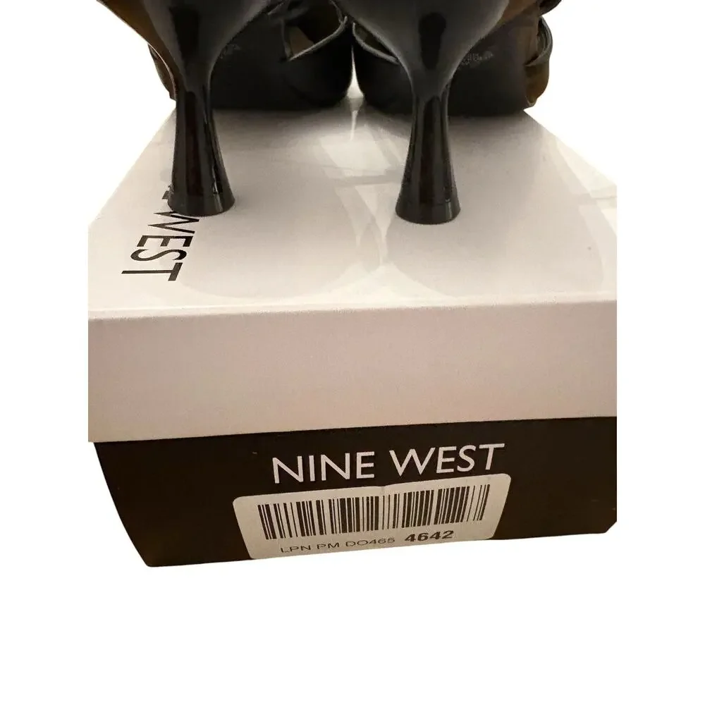 Nine West Women's Black Rizzy Slingback Kitten Faux Leather Heels 7.5 NEW - Picture 6 of 8